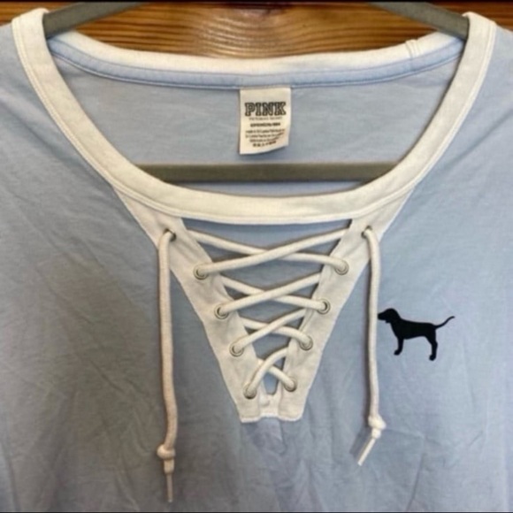 Victoria’s Secret PINK black dog sky blue spirit jersey large - Picture 3 of 4